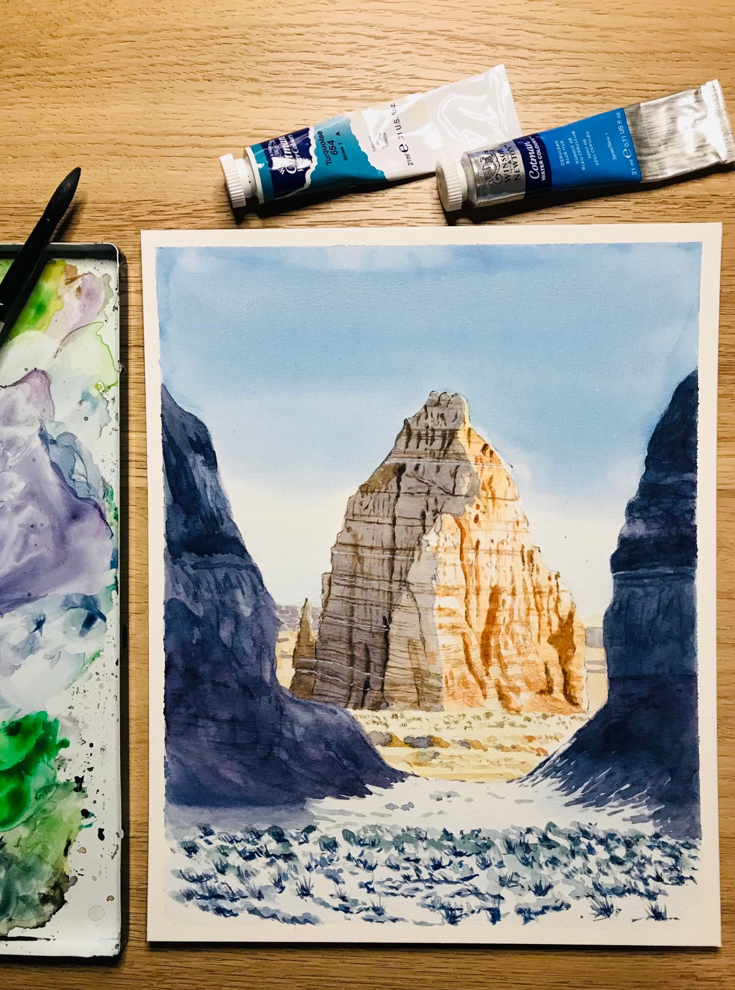Capitol Reef National Park, Watercolor Landscape Painting, Hand-Painted Watercolor 8"x10"