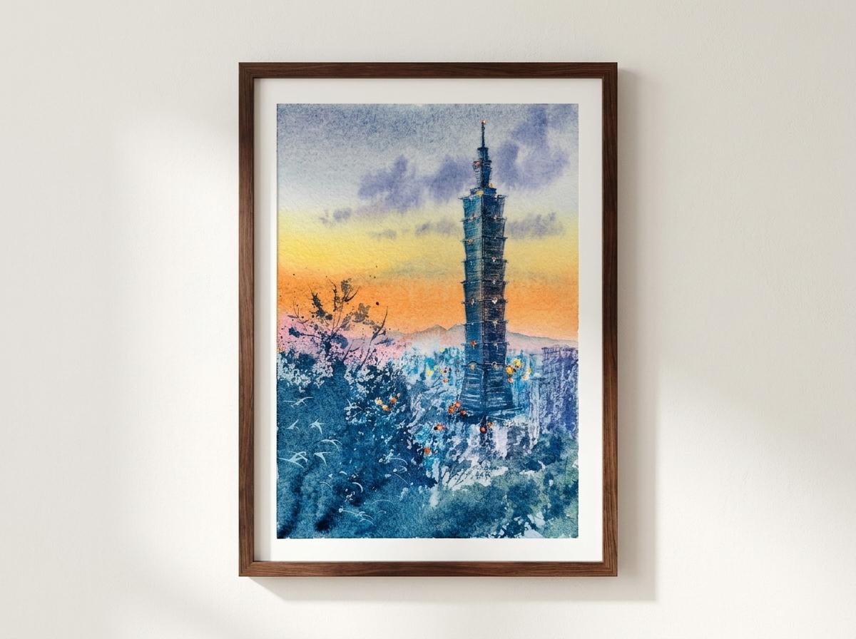 Taipei 101 Watercolor Art Print | 5x7