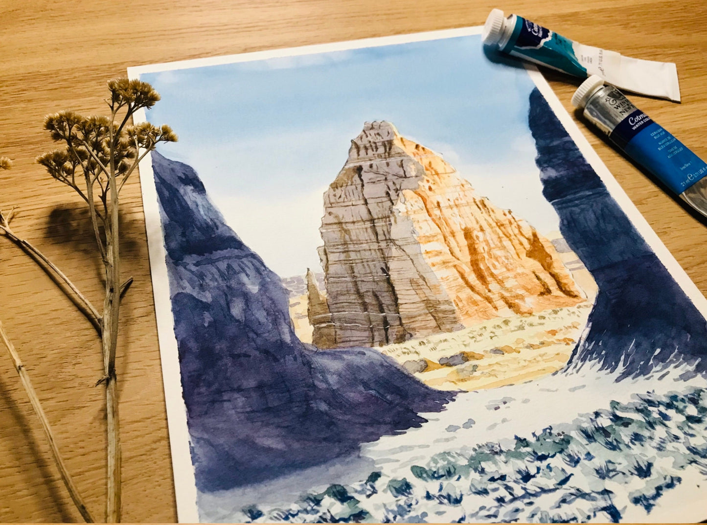 Capitol Reef National Park, Watercolor Landscape Painting, Hand-Painted Watercolor 8"x10"