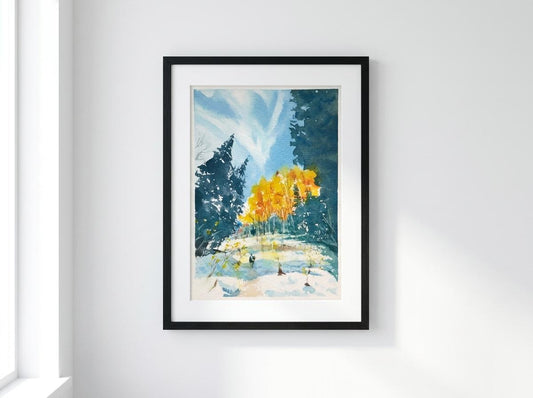 Snow covered Bloods Lake Trail Art Print | 5x7