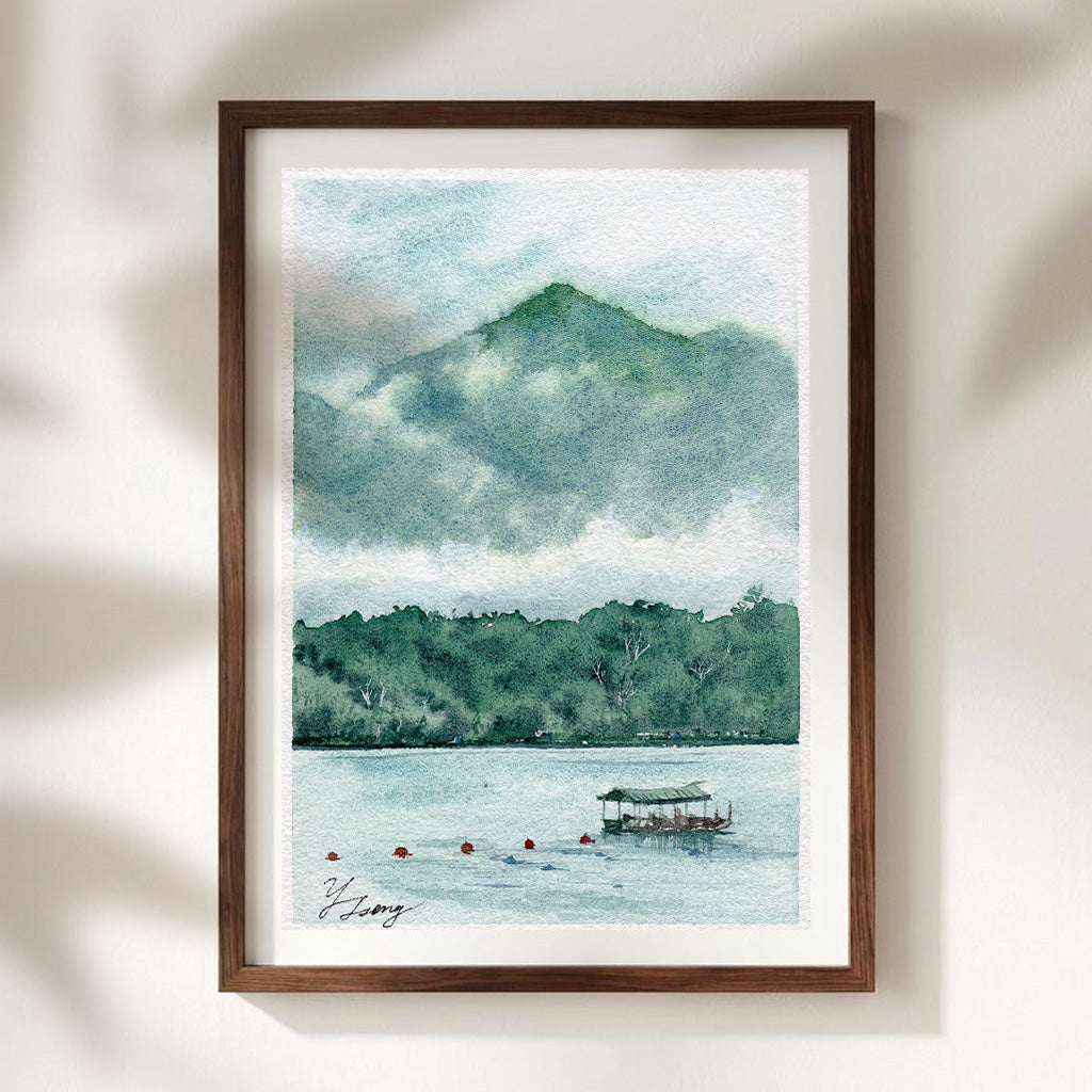 Sun Moon Lake Taiwan Watercolor Art Print | 5x7