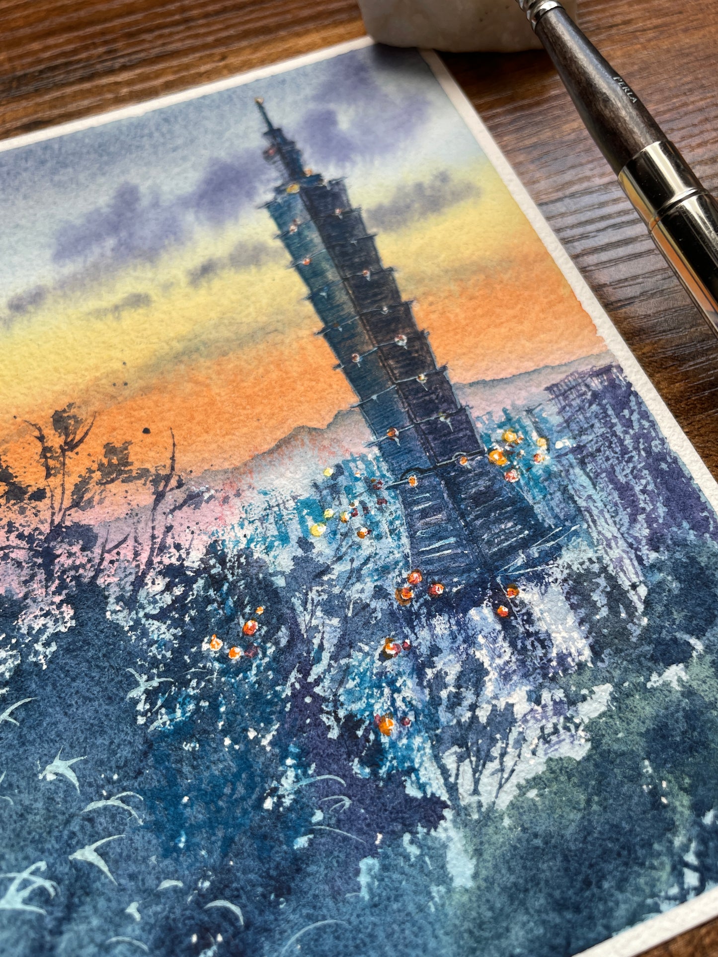 Taipei 101 Watercolor Art Print | 5x7