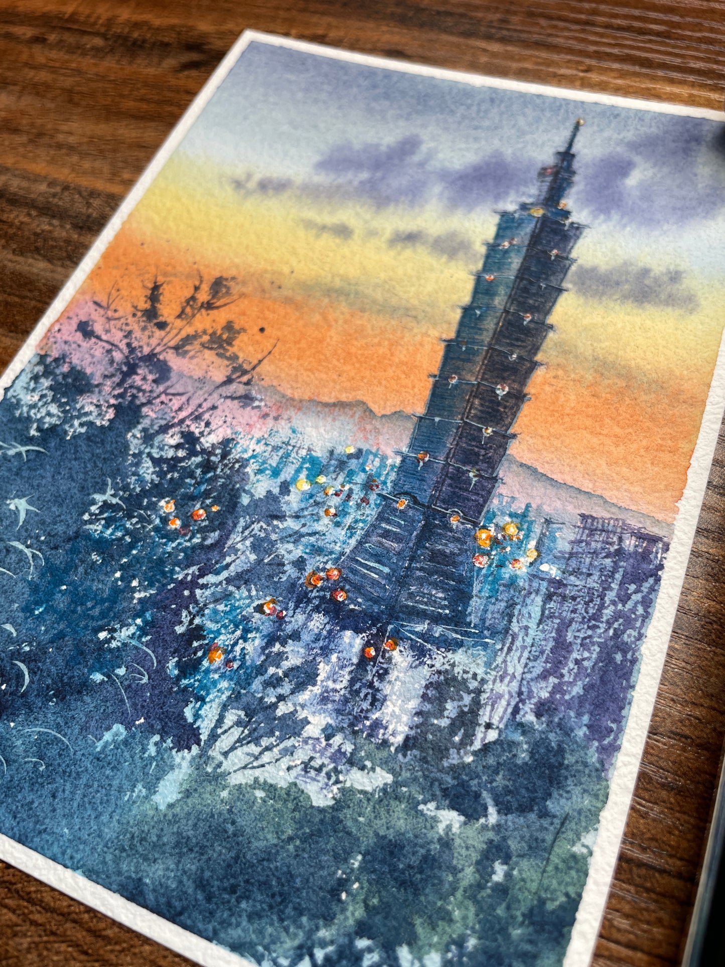 Taipei 101 Watercolor Art Print | 5x7