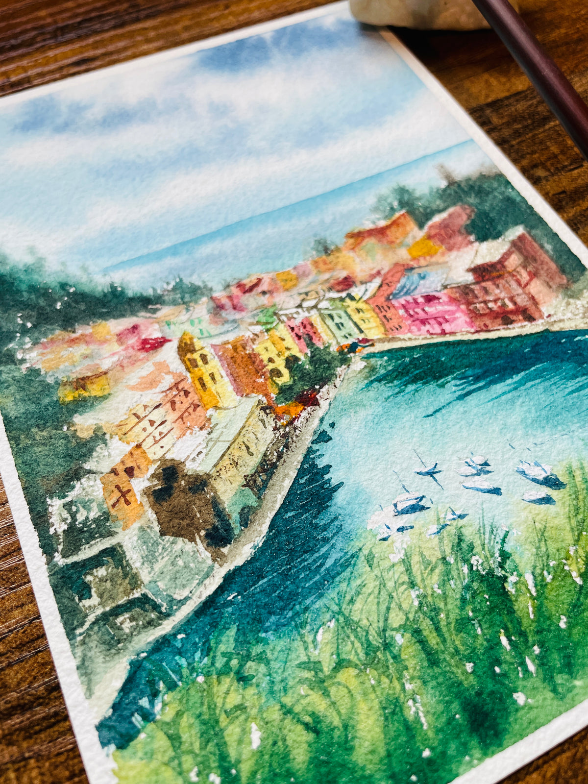 Cinque Terre Pastel Color Village Art Print | 5x7