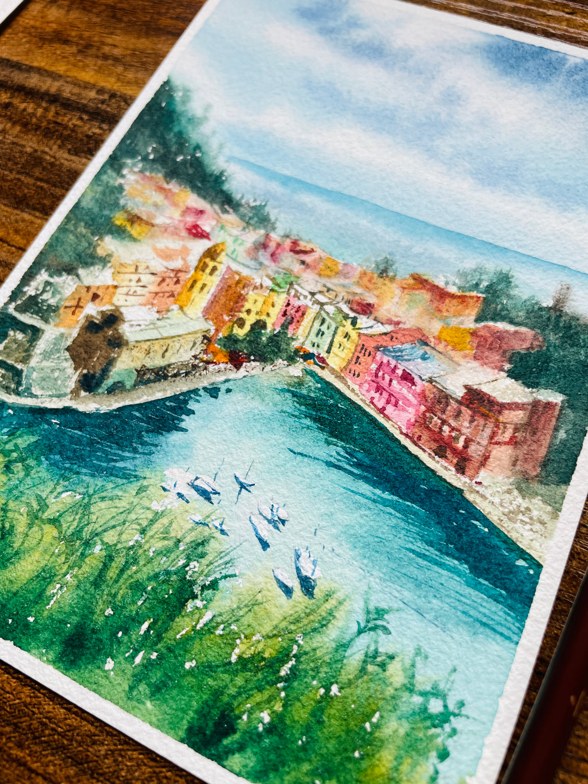 Cinque Terre Pastel Color Village Art Print | 5x7