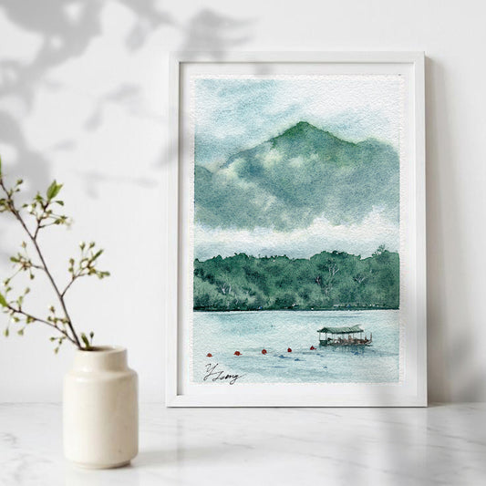 Sun Moon Lake Taiwan Watercolor Art Print | 5x7