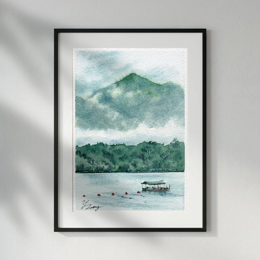 Sun Moon Lake Taiwan Watercolor Art Print | 5x7