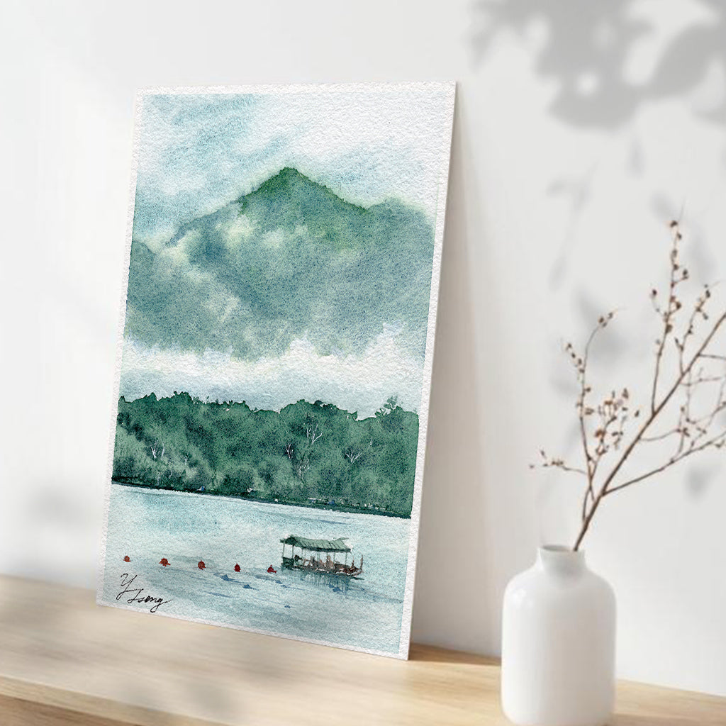 Sun Moon Lake Taiwan Watercolor Art Print | 5x7