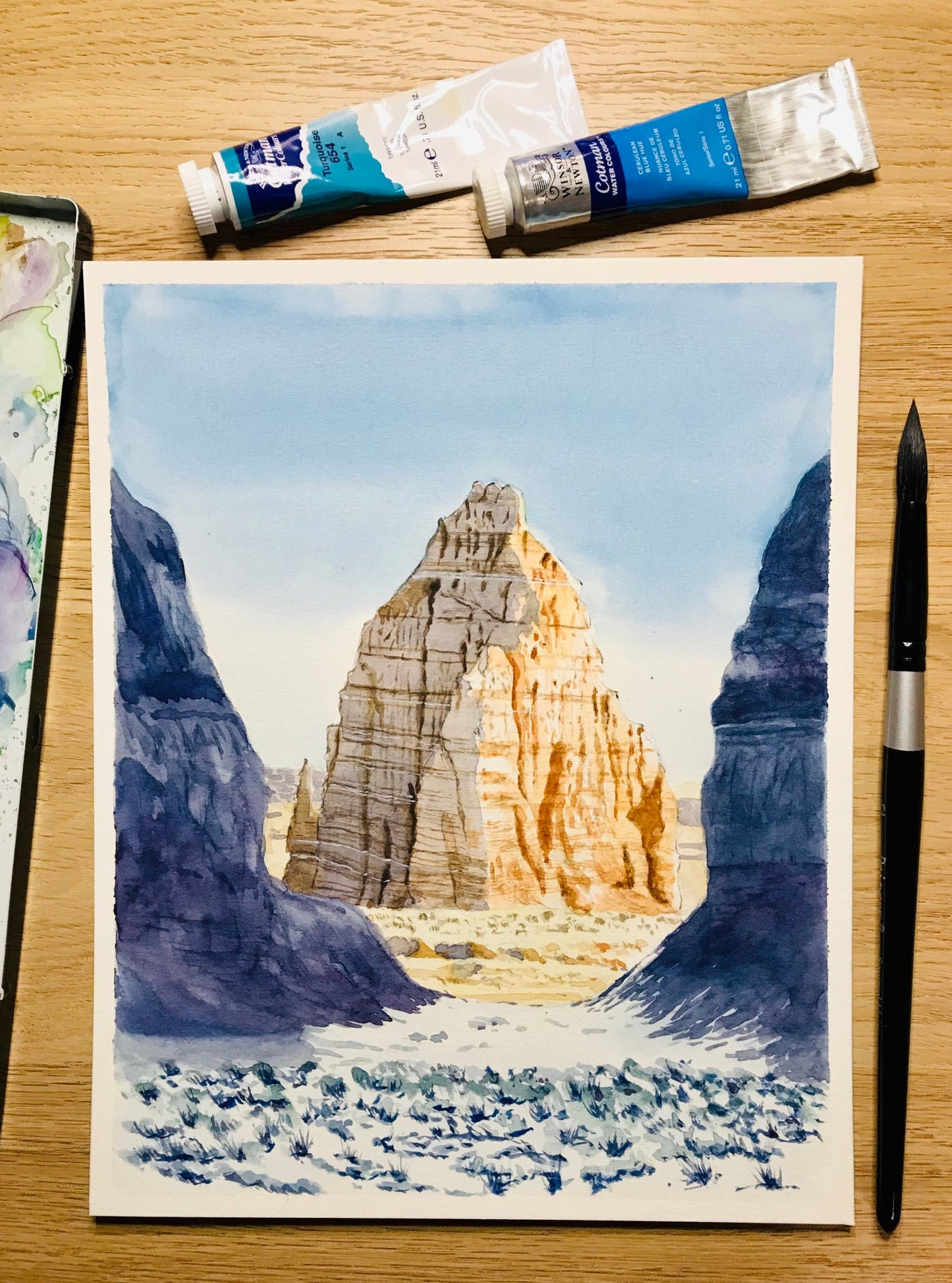 Capitol Reef National Park, Watercolor Landscape Painting, Hand-Painted Watercolor 8"x10"